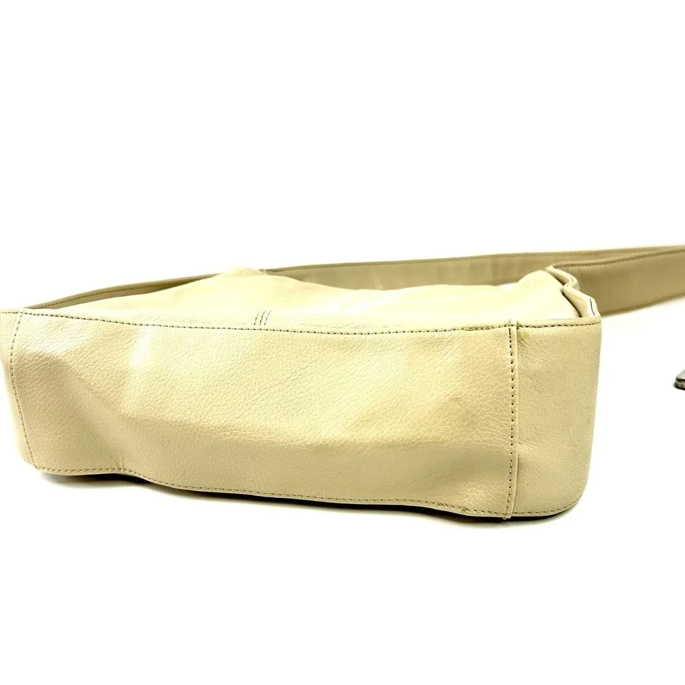 Giani Bernini Hobo Shoulder Bag‎ Leather Medium Messenger Purse Beige NWOT